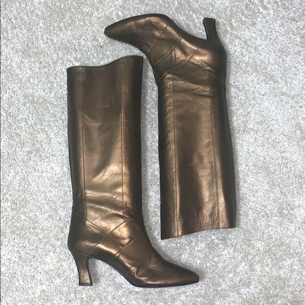 J. Renee BRONZE leather knee-high boots size 12M